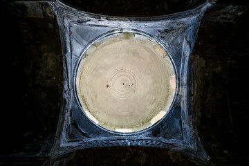 Bottom view of the dome of the ancient Christian Shoaninsky Church of the 10th century in the Caucasus