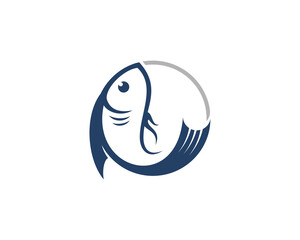 Jumping fish with circle shape logo