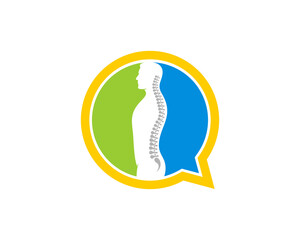 Human back spine in the bubble chat logo