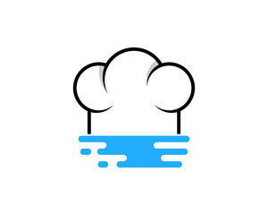 Chef hat on the sea water logo