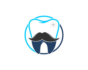 Teeth with mustache in the circle logo