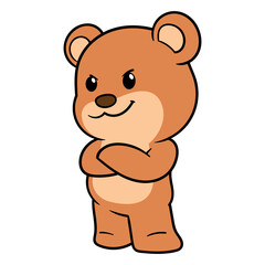 Vector Cartoon Teddy Bear With Arms Crossed Illustration