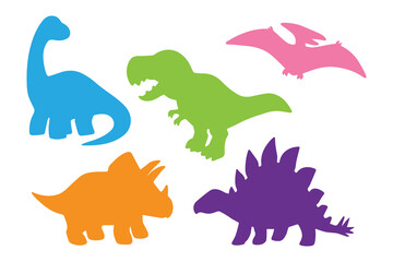 Vector Set of Colorful Dinosaurs