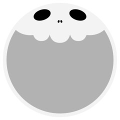 スカルの円形フレーム　ホワイト＆グレー