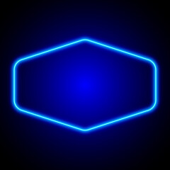 Neon blue abstract background with glowing frame, vector illustration.