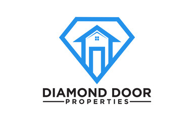 Diamond door properties vector logo designs