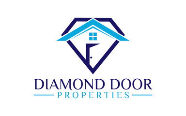 Diamond door properties vector logo designs