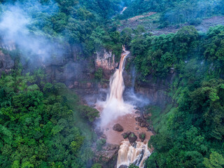 aerial view of waterfall at the ujung genteng