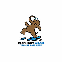 elephant wash design logo vector. elephan cartoon character