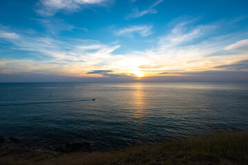 Landscape of sunset seascape at Khao Laem Ya–Mu Ko Samet National Park, Rayong province, Thailand