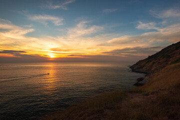 Landscape of sunset seascape at Khao Laem Ya–Mu Ko Samet National Park, Rayong province, Thailand