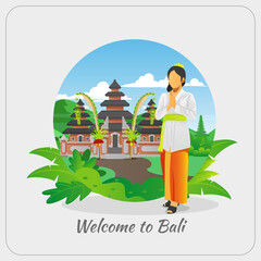 Welcome to Bali Greetings card with Balinese woman