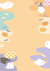 ハロウィン 背景 かわいい 装飾 イラスト素材 縦