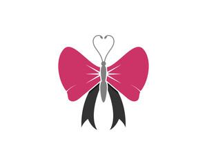 Flying butterfly and tie vector illustration logo
