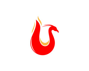 Phoenix with fire flame shape logo