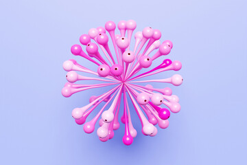 3D illustarion pink  freeform on blue isolated illustration. Illustration of a virus