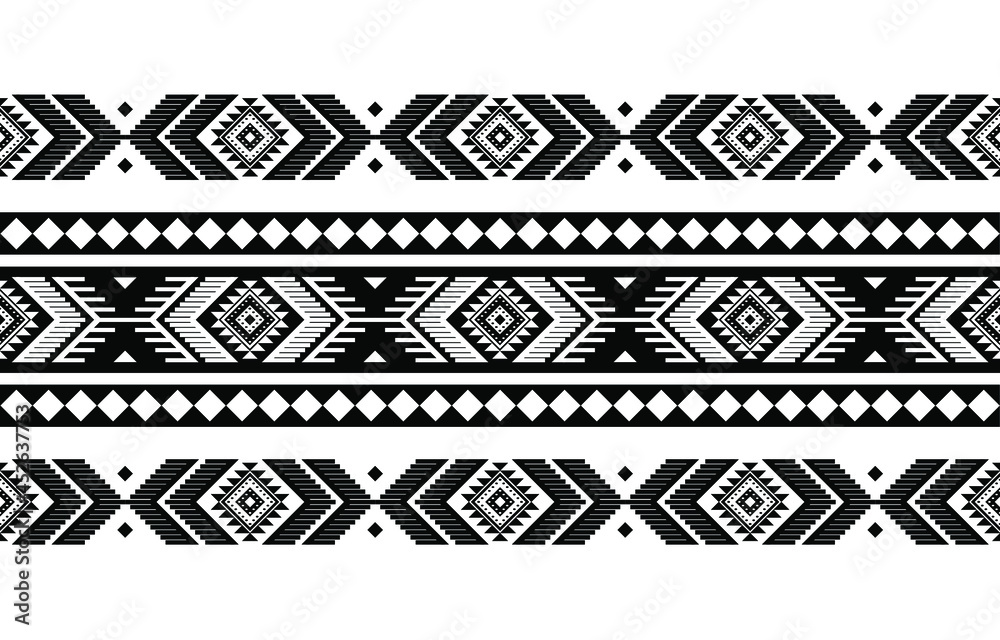 Wall mural Geometric ethnic oriental seamless pattern traditional Design for background,carpet,wallpaper.clothing,wrapping,Batik fabric,Vector illustration.embroidery style - Sadu, sadou, sadow or sado