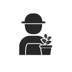 Gardener icon in simple glyph style and black color isolated on white background 