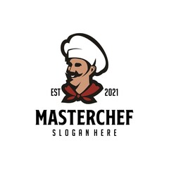 Chef in hat logo vector design template for restaurant or cuisine Vector illustration.