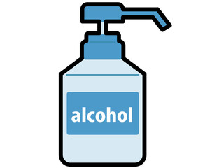 アルコール消毒液、ポンプのイラスト