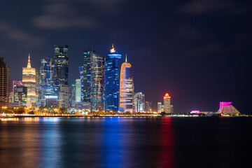 Obraz premium Doha city at night, Qatar, Middle East