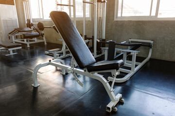 Sports equipment in the gym.