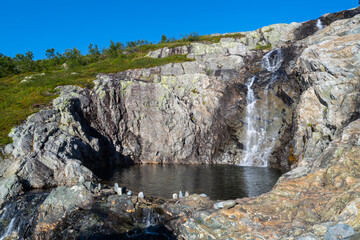 photos  of norwegian watercourses down the mountain and waterfalls