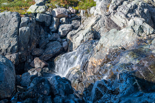 photos  of norwegian watercourses down the mountain and waterfalls