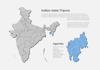 Vector map country India and state Tripura