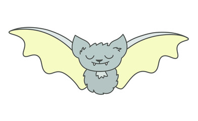 Vector illustration. A cute bat. Doodle. In trendy colors (gray and yellow). Suitable for printing stickers for Halloween.