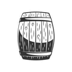 Vintage wooden barrel isolated on white background. Vector illustration