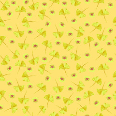 Floral pattern. Printing with small yellow flower. Hand drawn Flowers seamless pattern. vector design for fashion, fabric, wallpaper and all prints on background earth tone color.