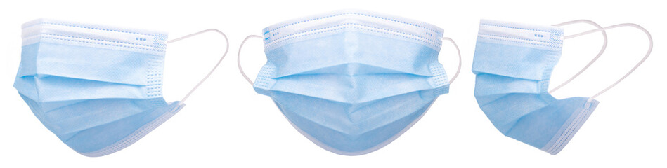 Medical protective mask isolated on a white background. Disposable surgical face mask cover the mouth and nose.