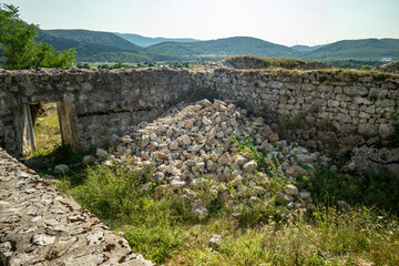 ruins of an old building in the hills of central croatia, summer, sunny