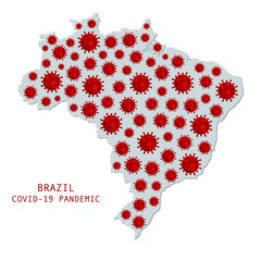 Illustrations concept COVID-19 pandemic in Brazil, infection spread around Brazil country map