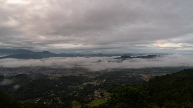 Time Lapse of North Toraja South Sulawesi Landscape Land Above the Clouds Cloudy Morning