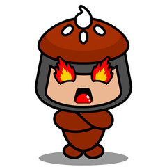 vector cartoon cute mascot costume doodle cake pie character with angry expression