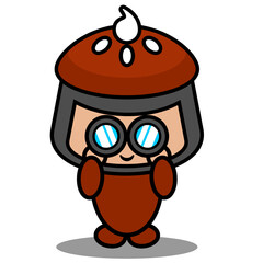 vector cartoon character doodle cake pie cute mascot costume binoculars