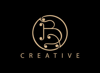 B logo design B unique curve pattern modern luxury
