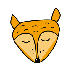 Fototapeta premium Cute fox face icon element. Woddland forest animal