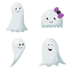 Halloween cute ghosts design set