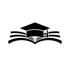 Graduation cap with book simple icon isolated on white background