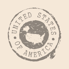 Fototapeta premium USA Stamp Postal. Map Silhouette rubber Seal. Design Retro Travel. Seal of Map UNITED STATES OF AMERICA grunge for your design. EPS10.