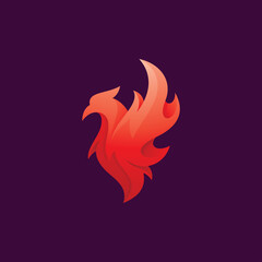 Abstract Bird and Fire Flame Phoenix Logo Icon