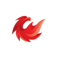 Abstract Bird and Fire Flame Phoenix Logo Icon