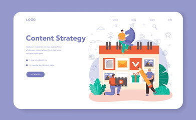 Content manager web banner or landing page. Idea of digital strategy