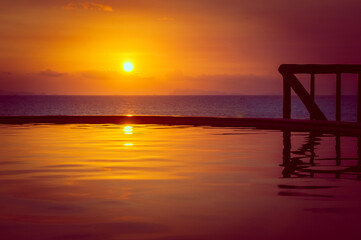 sunset over the pool