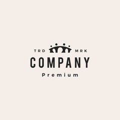 family parent children bridge together hipster vintage logo vector icon illustration