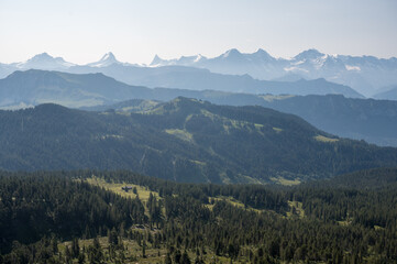 view from Trogenhorn in Emmental towards the Bernese Alps