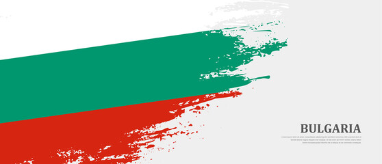National flag of Bulgaria with textured brush flag. Artistic hand drawn brush flag banner background